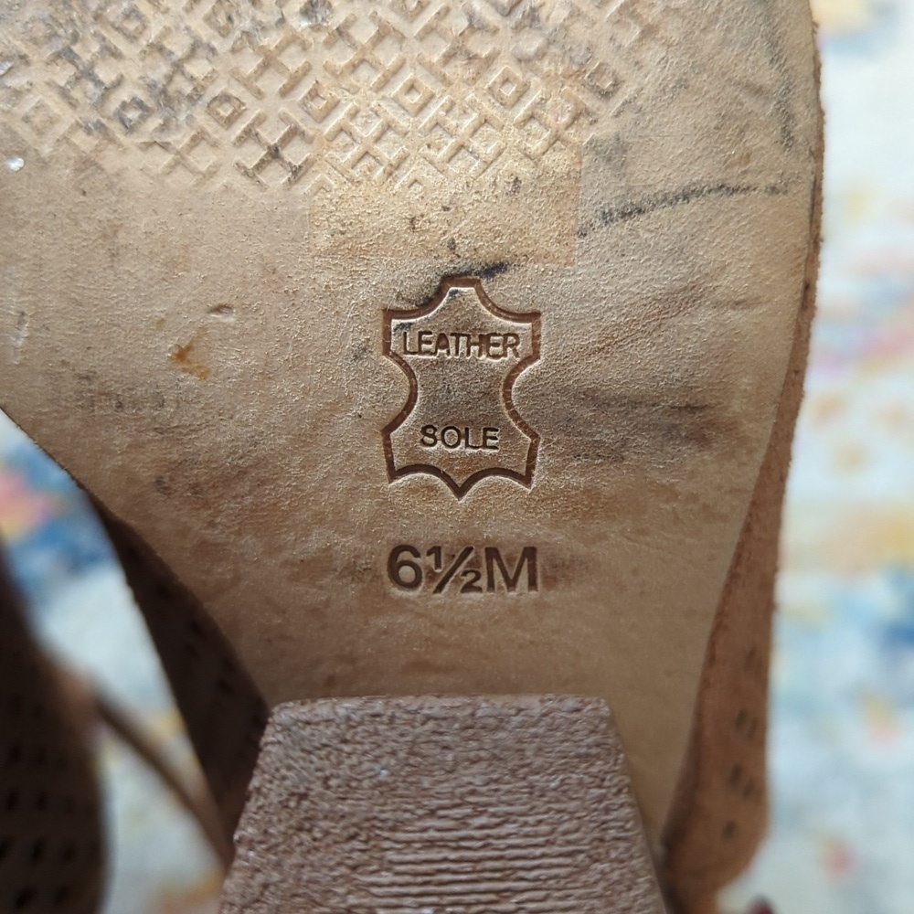 Tory Burch Jessie Perforated Suede Leather Peep Toe High Heel Booties Brown 6.5 - Picture 15 of 16